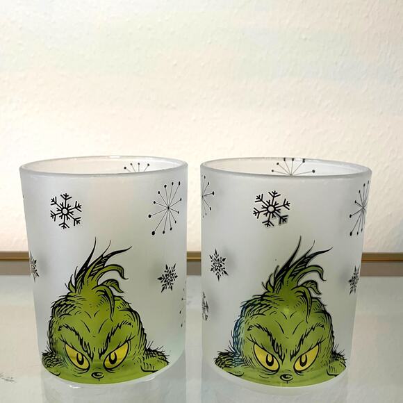 Dr. Seuss GRINCH Drinking Glasses 12oz Frosted Set of 4 Christmas Holiday New - Picture 8 of 15